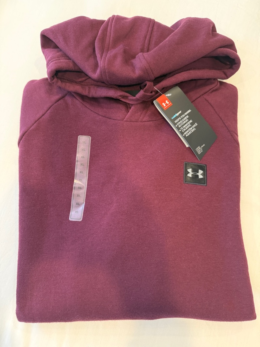 Under Armour Burgundy Pullover Hoodie with Logo Patch